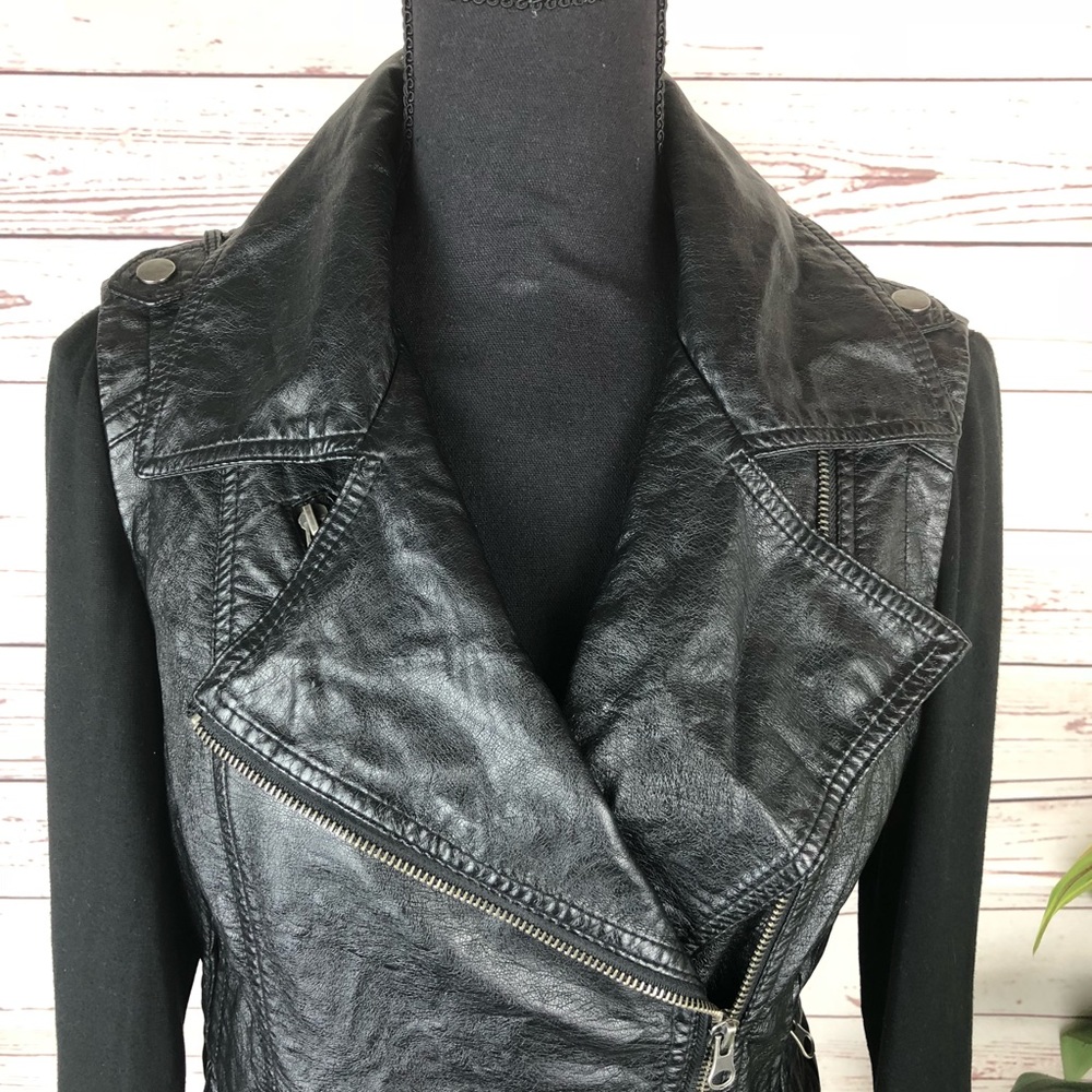 FOREVER21 Faux Leather & Fabric Moto Biker jacket - Picture 7 of 8